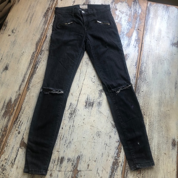 CURRENT/ELLIOTT Moto Stretch Skinny Jeans Faded Black Charcoal Size 25 - Picture 4 of 11
